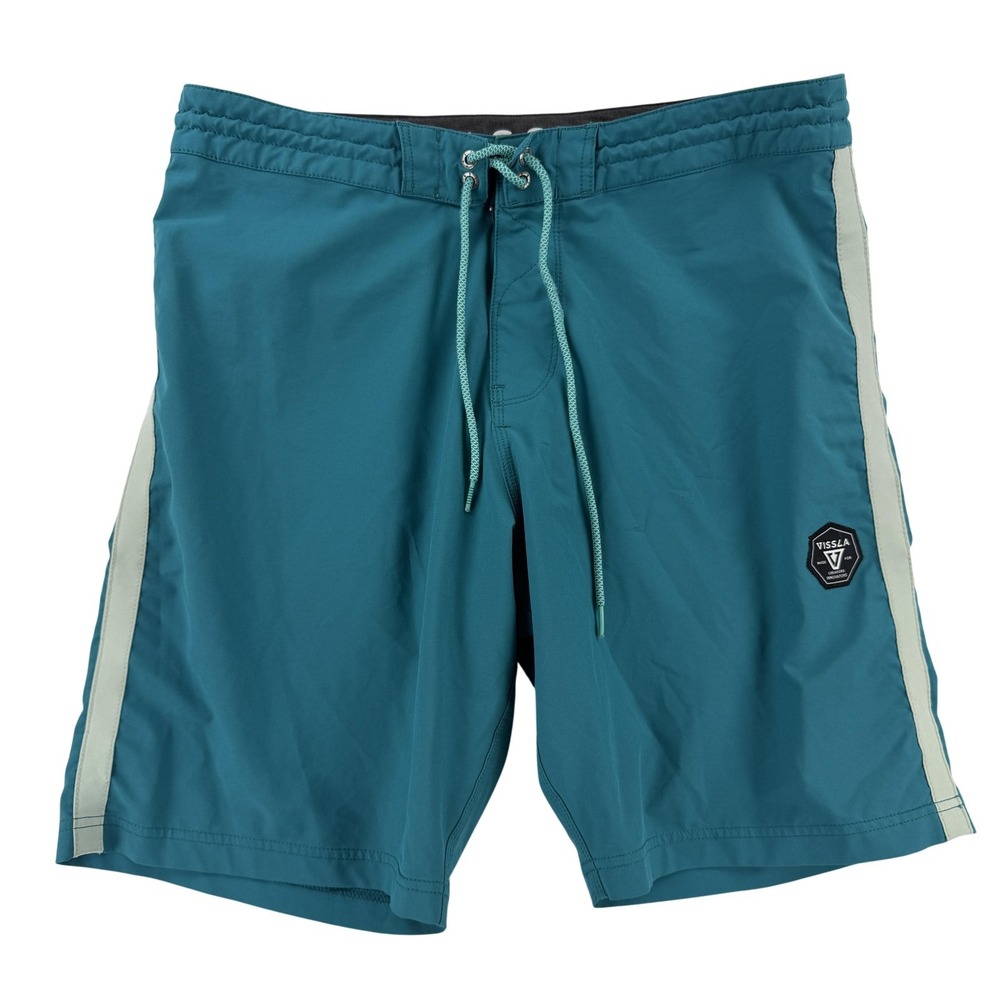 Vissla Board Shorts Mens 34 Blue Solid Quick Dry Surf Swim Trunks Stretch Beach